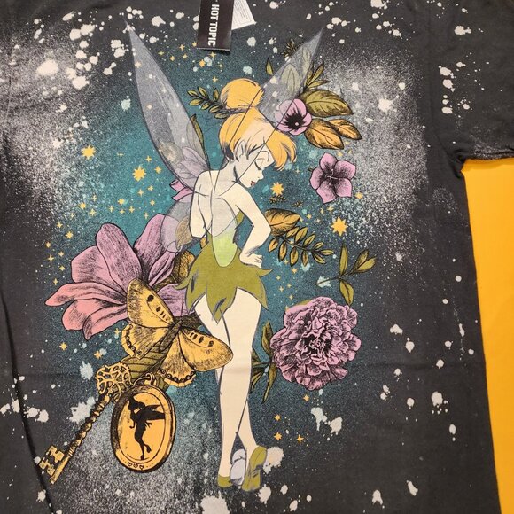 Disney Tinker Bell Peter Pan T Shirt Boy Friend T Grey Splatter Dye Print Large - Picture 4 of 14